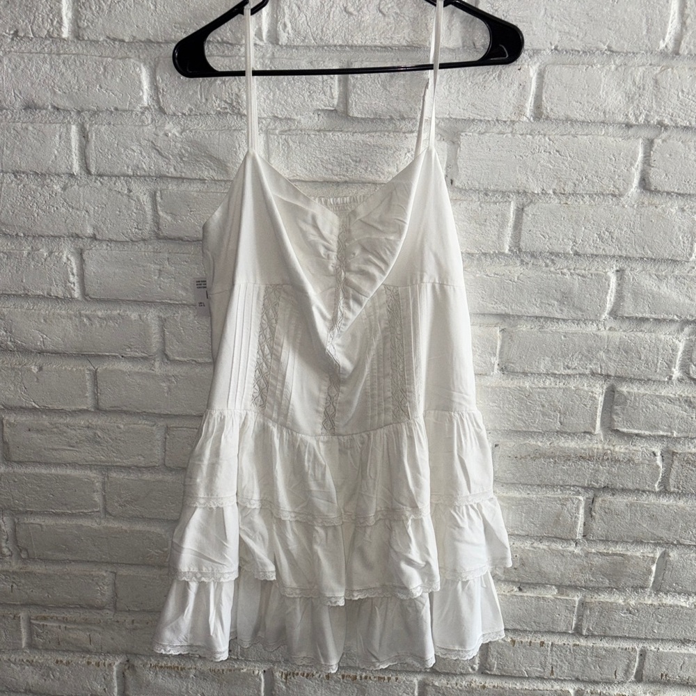 NWT American Eagle Outfitters White Ruffled Sleeveless Dress Size L